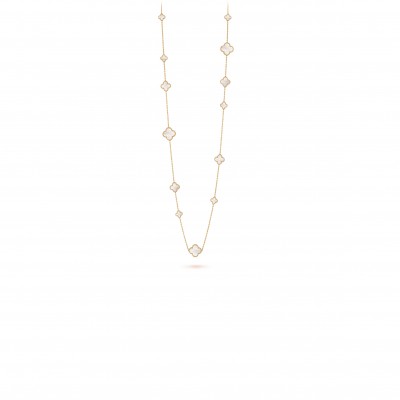 VAN CLEEF ARPELS MAGIC ALHAMBRA LONG NECKLACE, 16 MOTIFS - YELLOW GOLD, MOTHER-OF-PEARL  VCARD79300